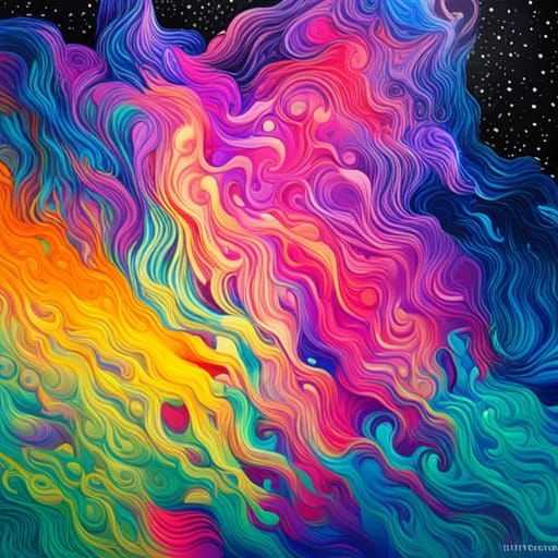 Colorful Starry Night Sky in Graffiti Art Style