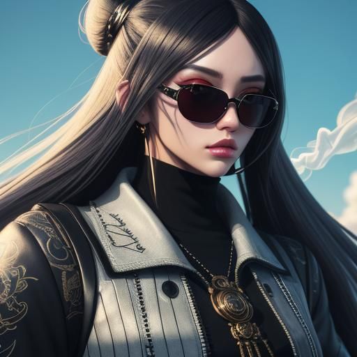 Anime Girl Smoking: Stylized 3D Portrait