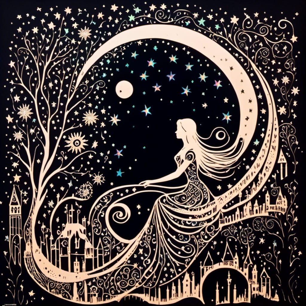 Silhouette of Woman Playing Piano Under Moonlight