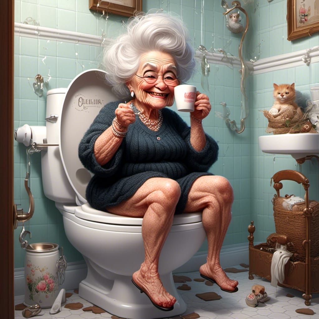 Grandma's Coffee Mishap: A Caricature Catastrophe