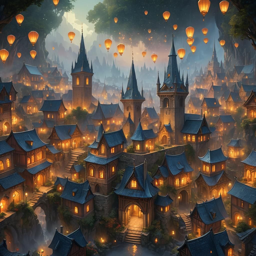 Misty Agemonia: Ancient Town in Digital Fantasy Art