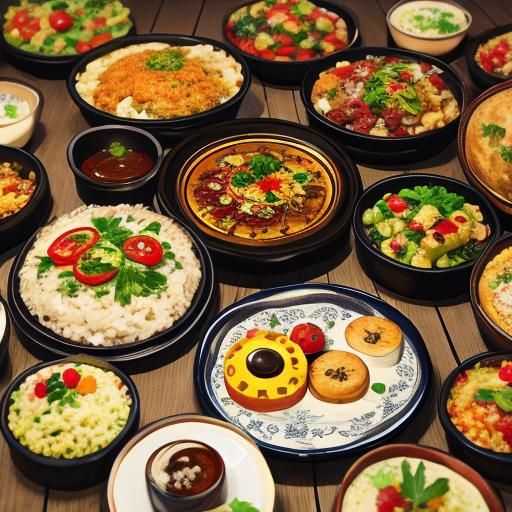 Colorful Food Display Generated by AI
