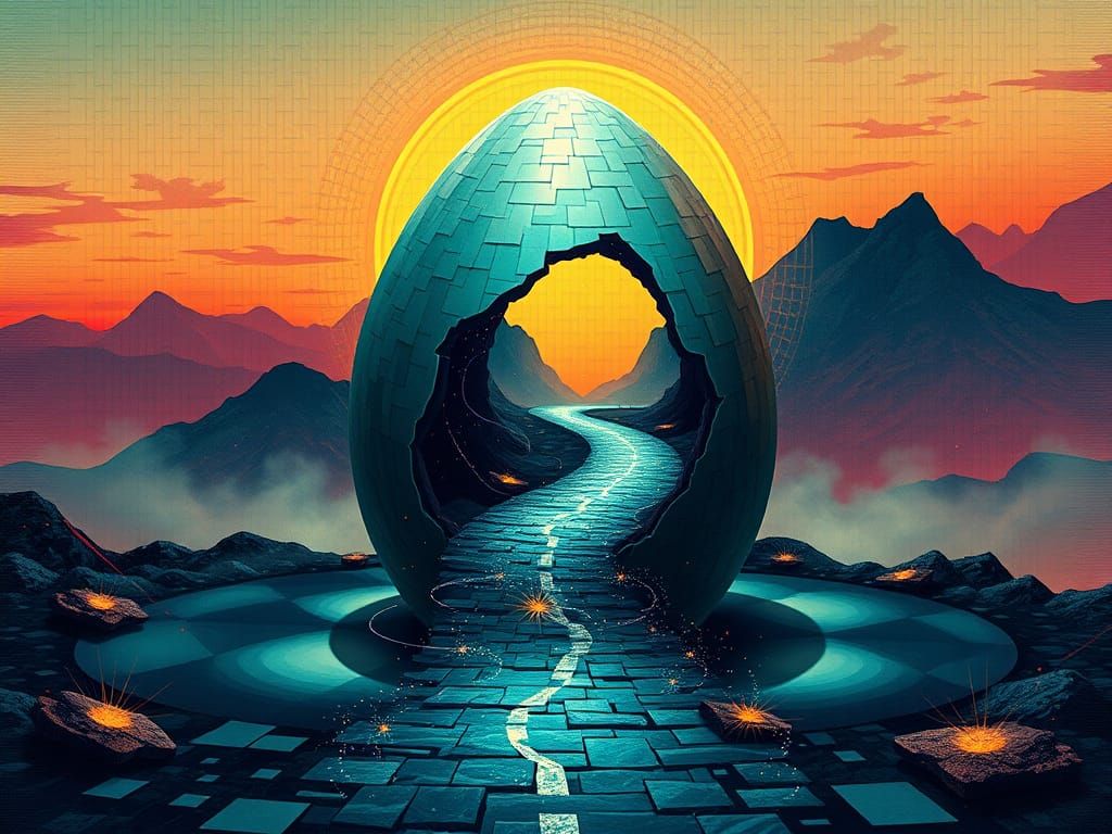 Surreal Landscape Transformed from Dragon Egg in Cosmic Art ...