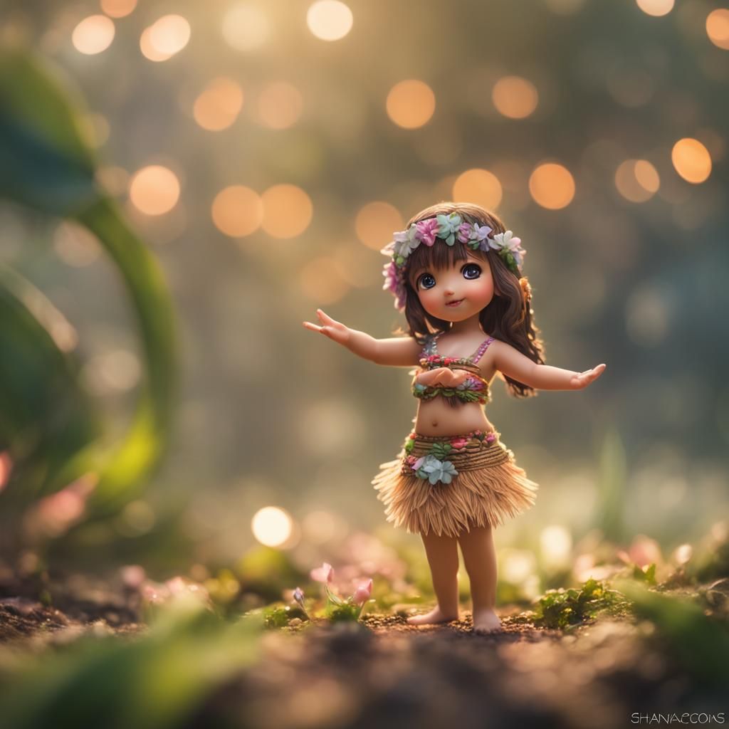 Chibi Hula Dancer in Ethereal Fantasy Style