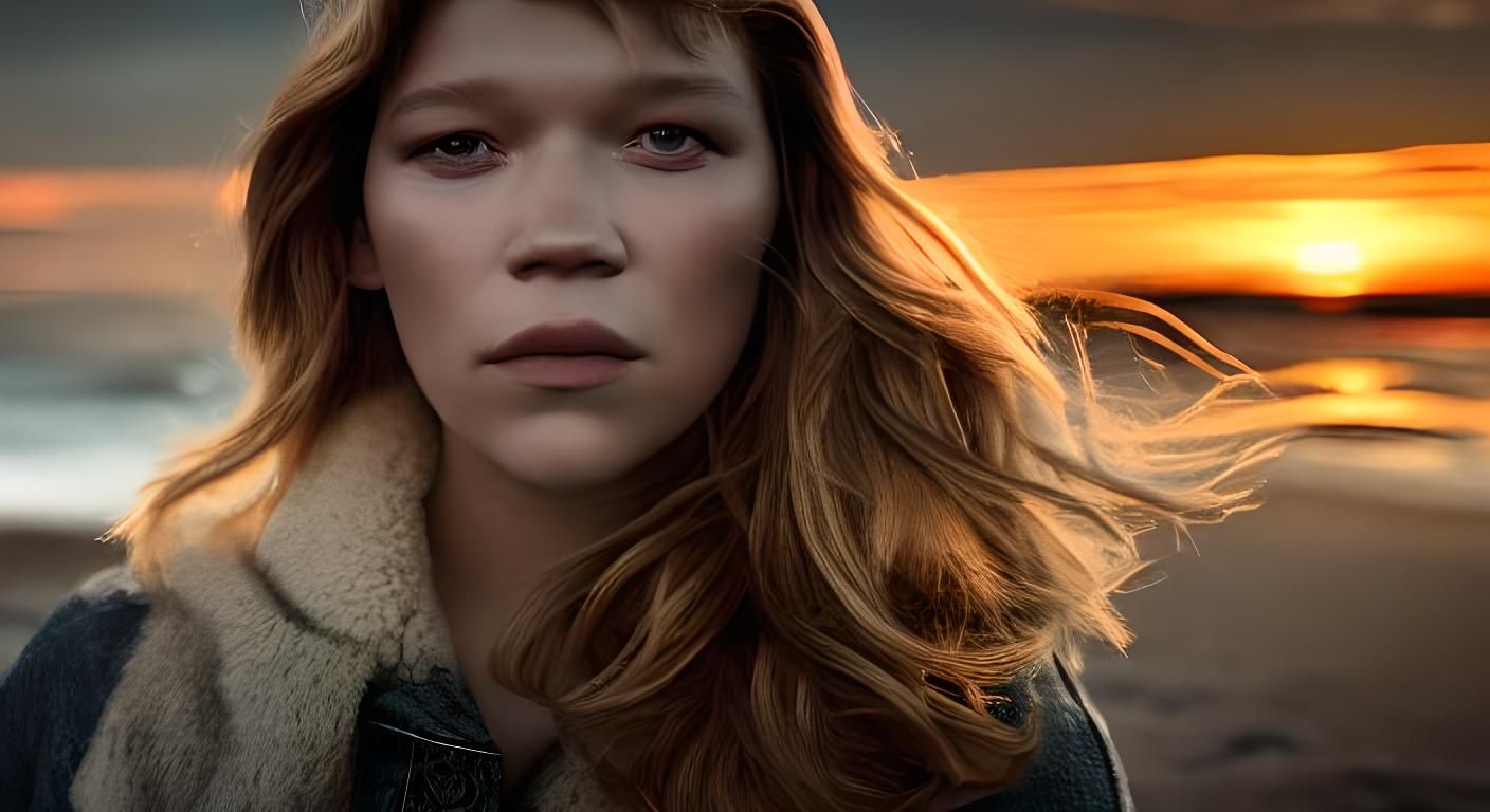 Léa Seydoux: Golden Hour Beach Portrait