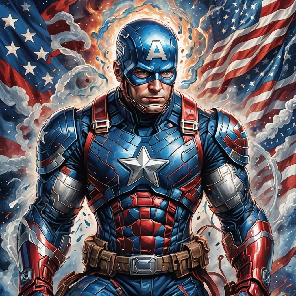 Captain America and AI: Cosmic Fantasy Art