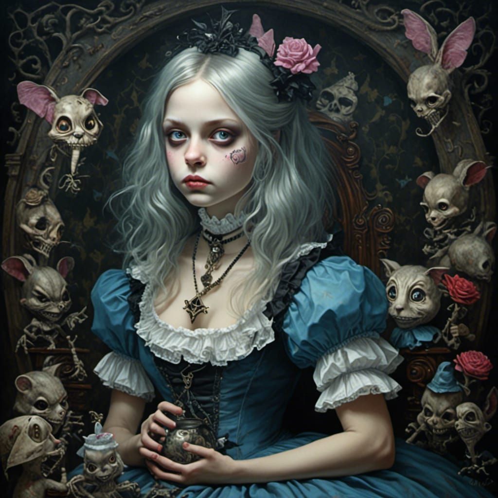 Gothic Alice in Wonderland Portrait: Dark Fantasy