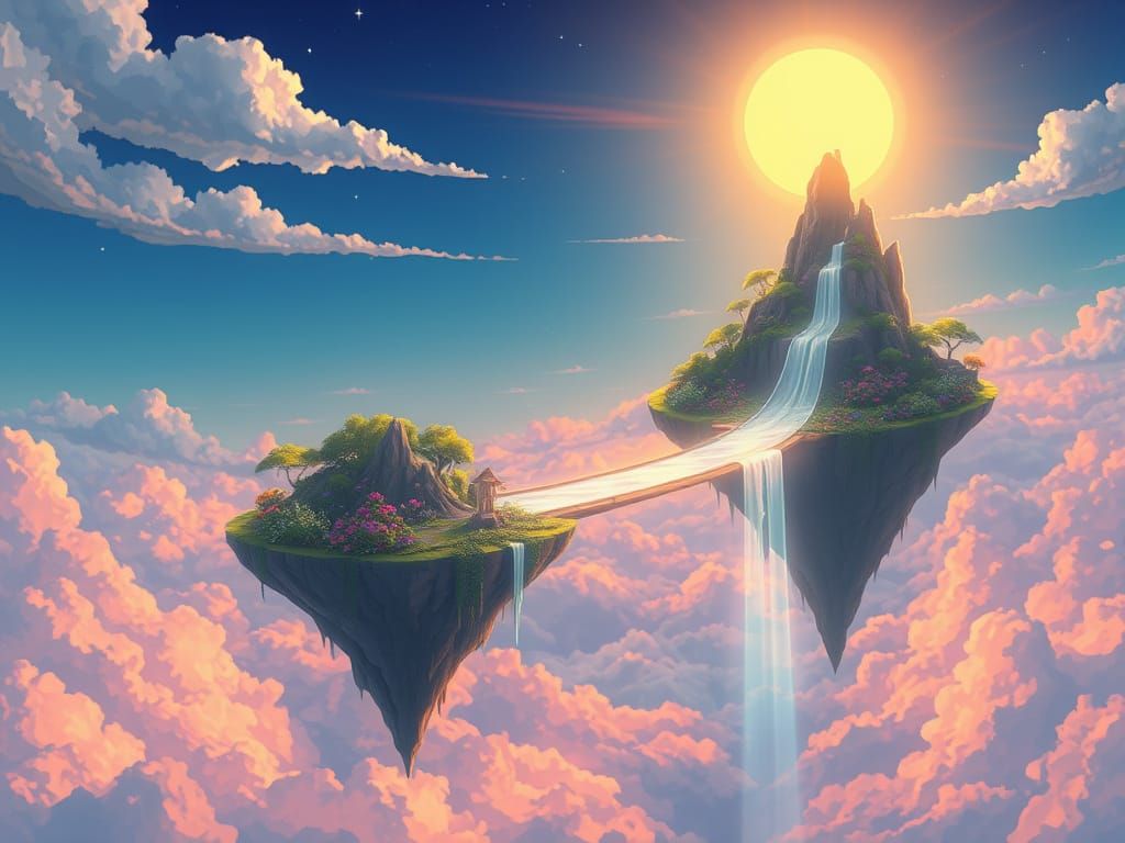 Glowing Bridge of Light Connects Dream Realms in Vibrant Pai...