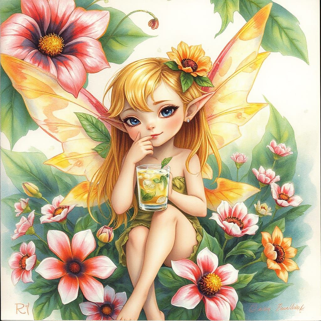 Whimsical Fairy in Vibrant Summer Blooms