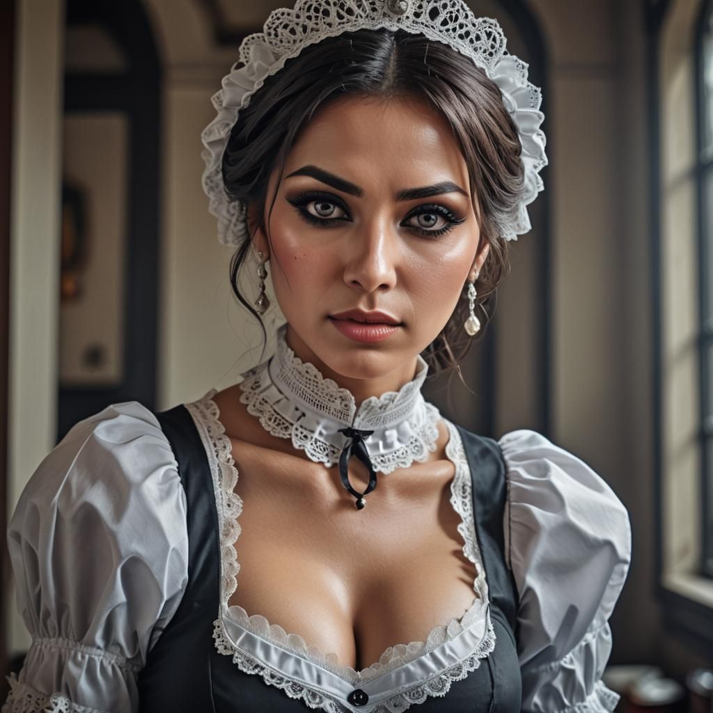 Hyperrealistic Maid with Eyeliner in Cinematic Lighting