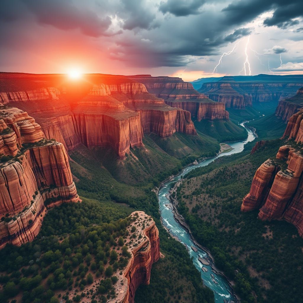 Grand Canyon Aerial View with Storm Clouds