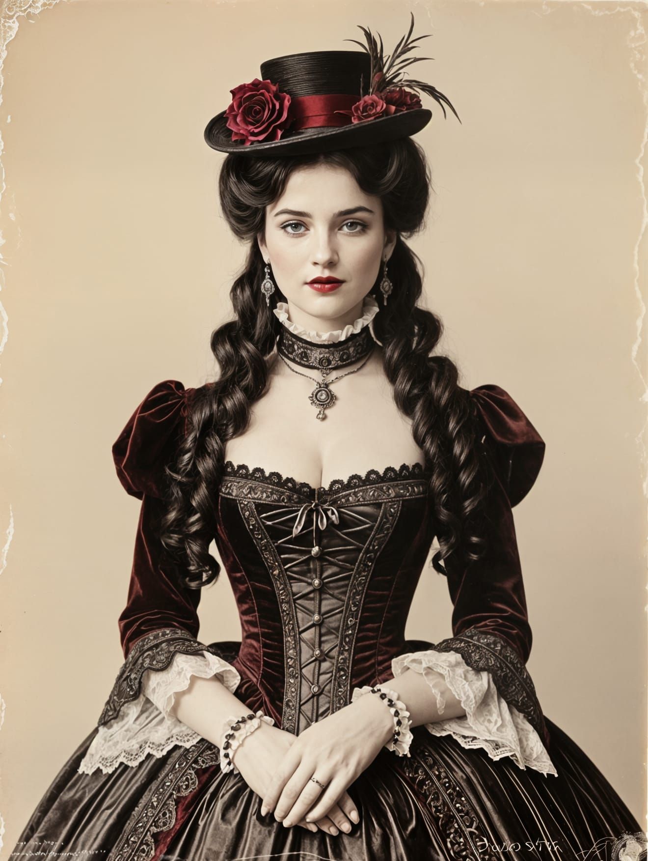 Elegant Italian Beauty in 1860s Daguerreotype Style
