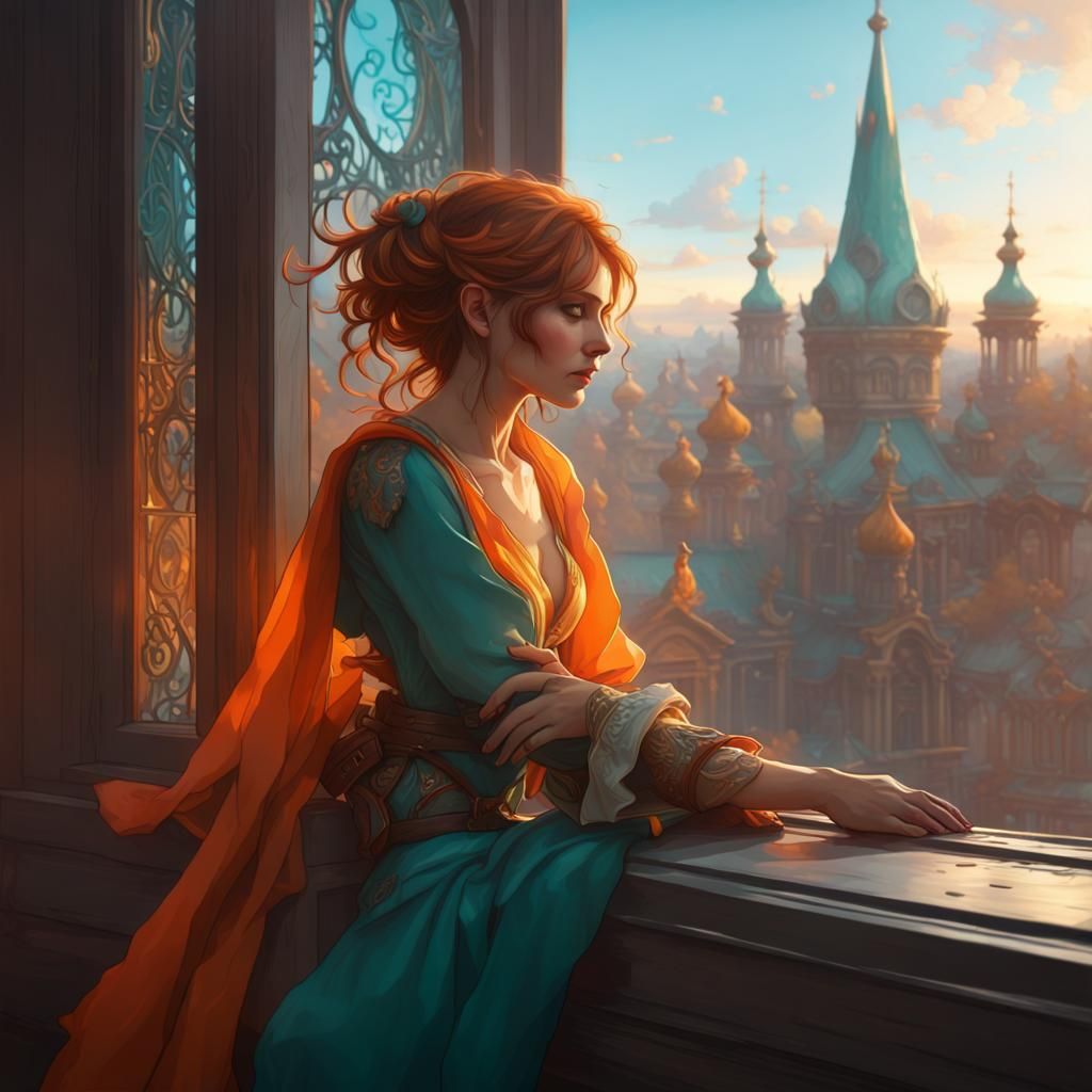 Mother and Daughter: A Hyperdetailed Art Nouveau Portrait