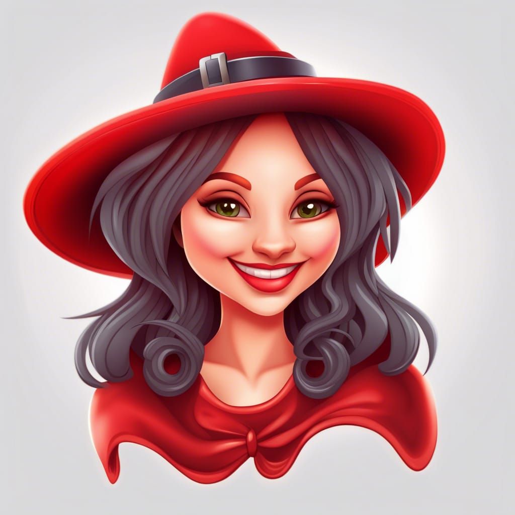 Cute Witch Portrait in Vector Style