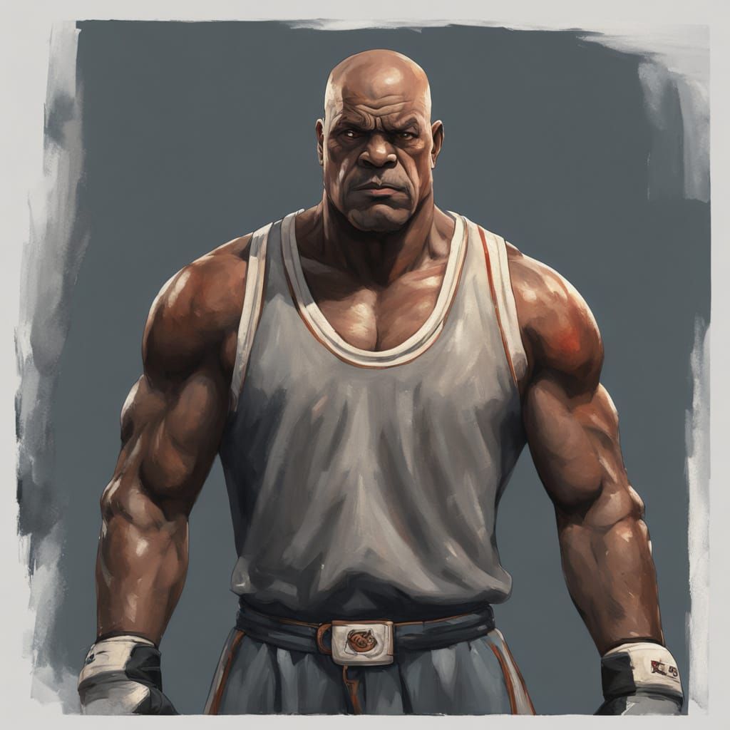 Hyperrealistic Boxer Caricature in Vintage Oil Painting Styl...