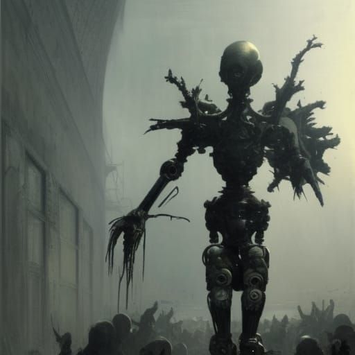 Horror Robot Psychopath in Doré Style