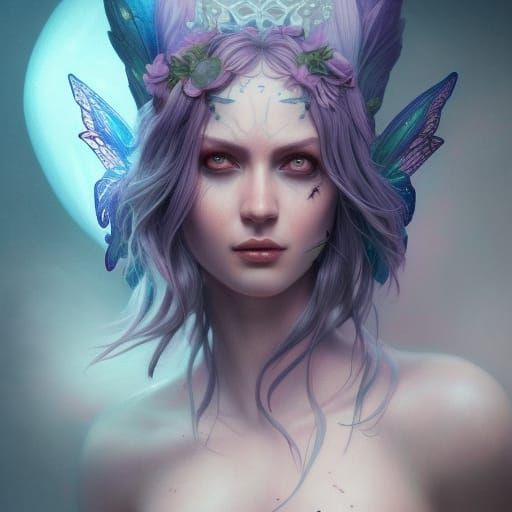 Tattooed Fairy Portrait in Hyperrealistic Fantasy Art
