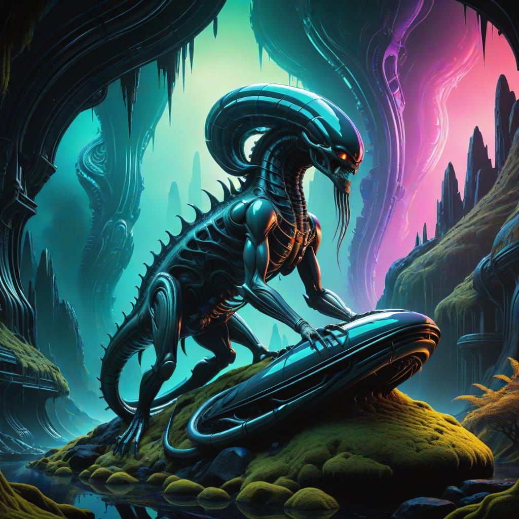 Luminescent Serpent in a Prismatic Aura