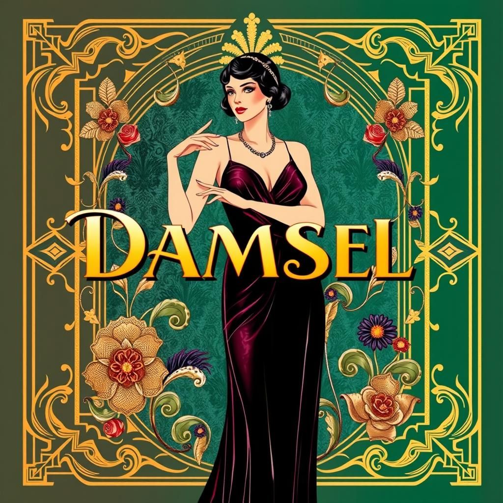 Elegant Cinema Siren in Art Deco Style