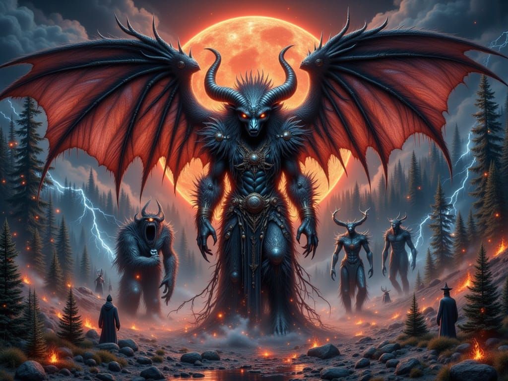 Dark Fantasy Wasteland with Mythic Creatures