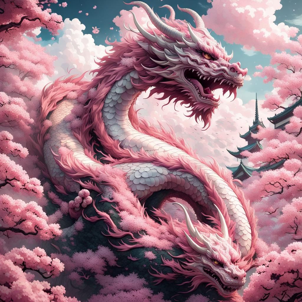 Cherry Blossom Dragon Fantasycore Artwork