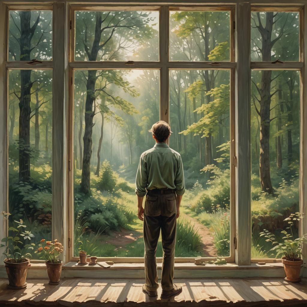 Soft Morning Light Fills a Forest Scene, Inspired by Impress...