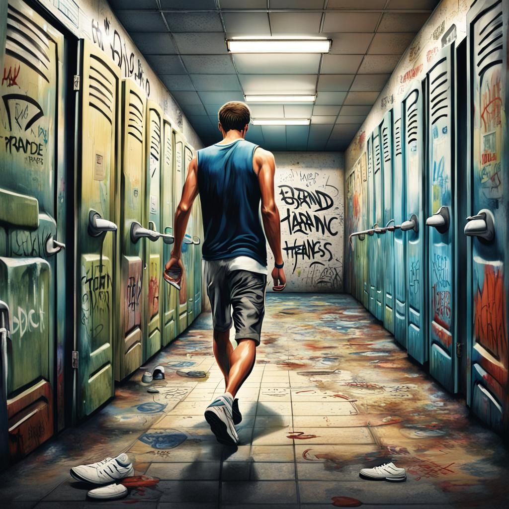 Man Entering Public Restroom: Photorealistic Image