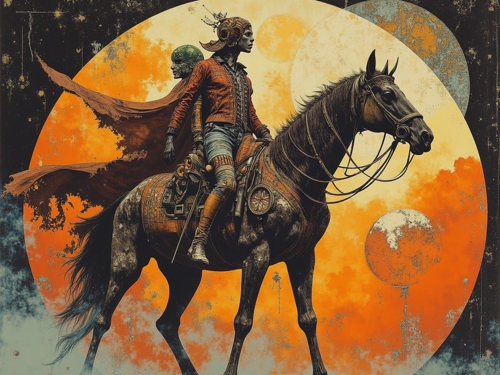 Cosmic Ghost Rider in Cyberpunk Style