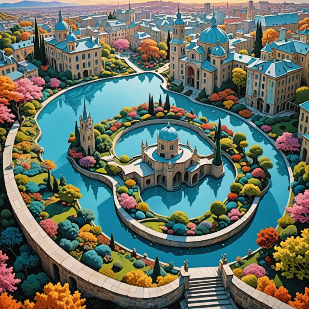 Surreal University Campus in Ethereal Glow