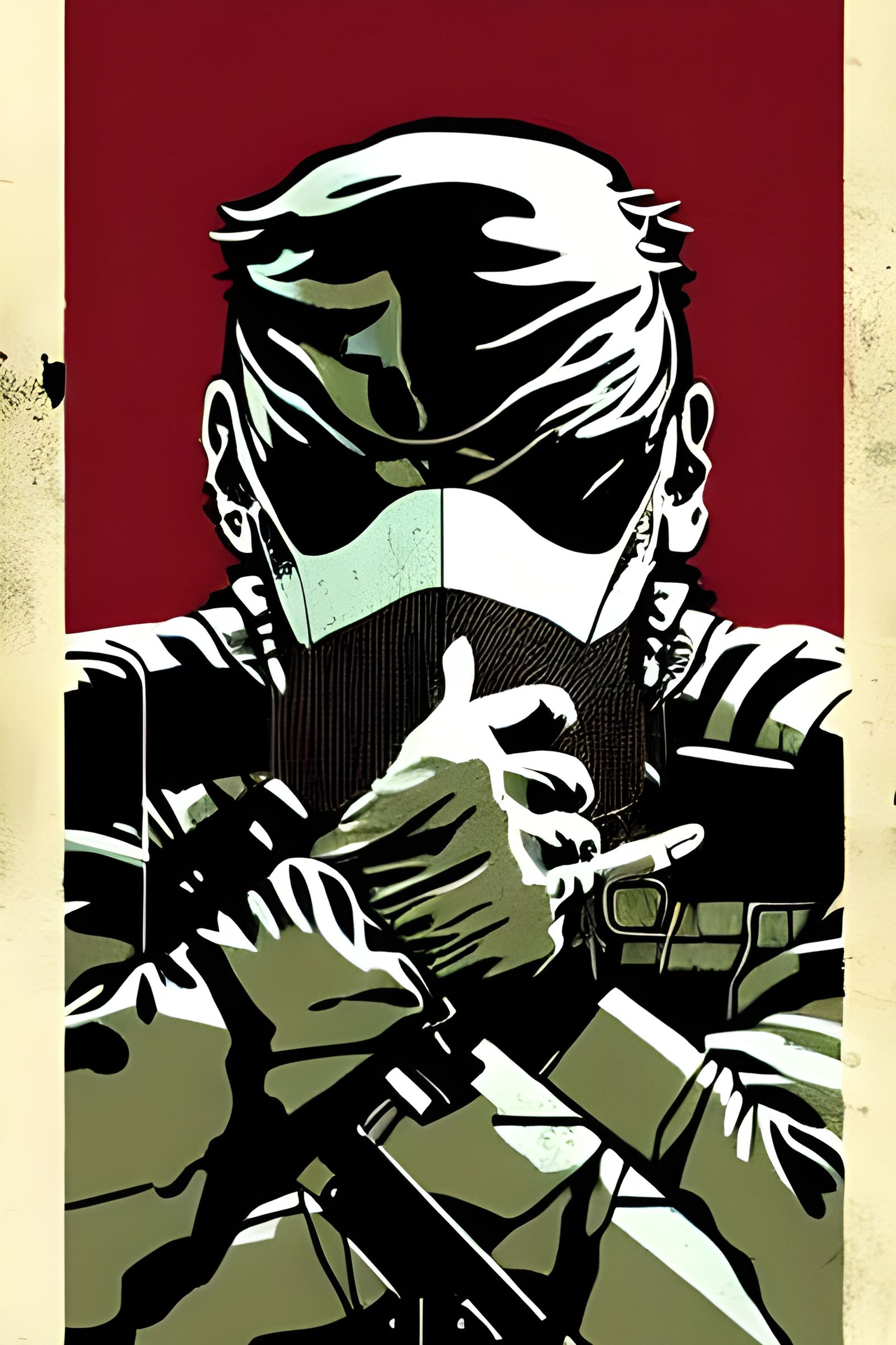 Metal Gear Solid Engraving in Banksy Style