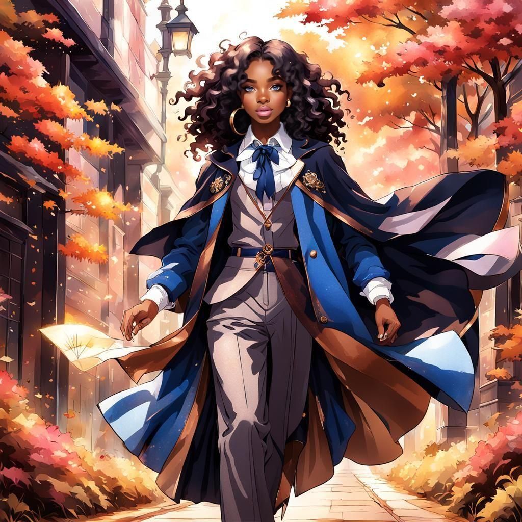 Teenage Wizard Academy Student in Anime Style