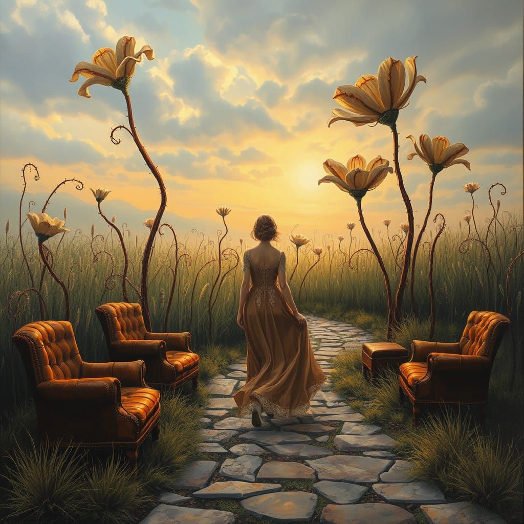 Enchanted Whimsy in Mystical Field of Glass-Grass