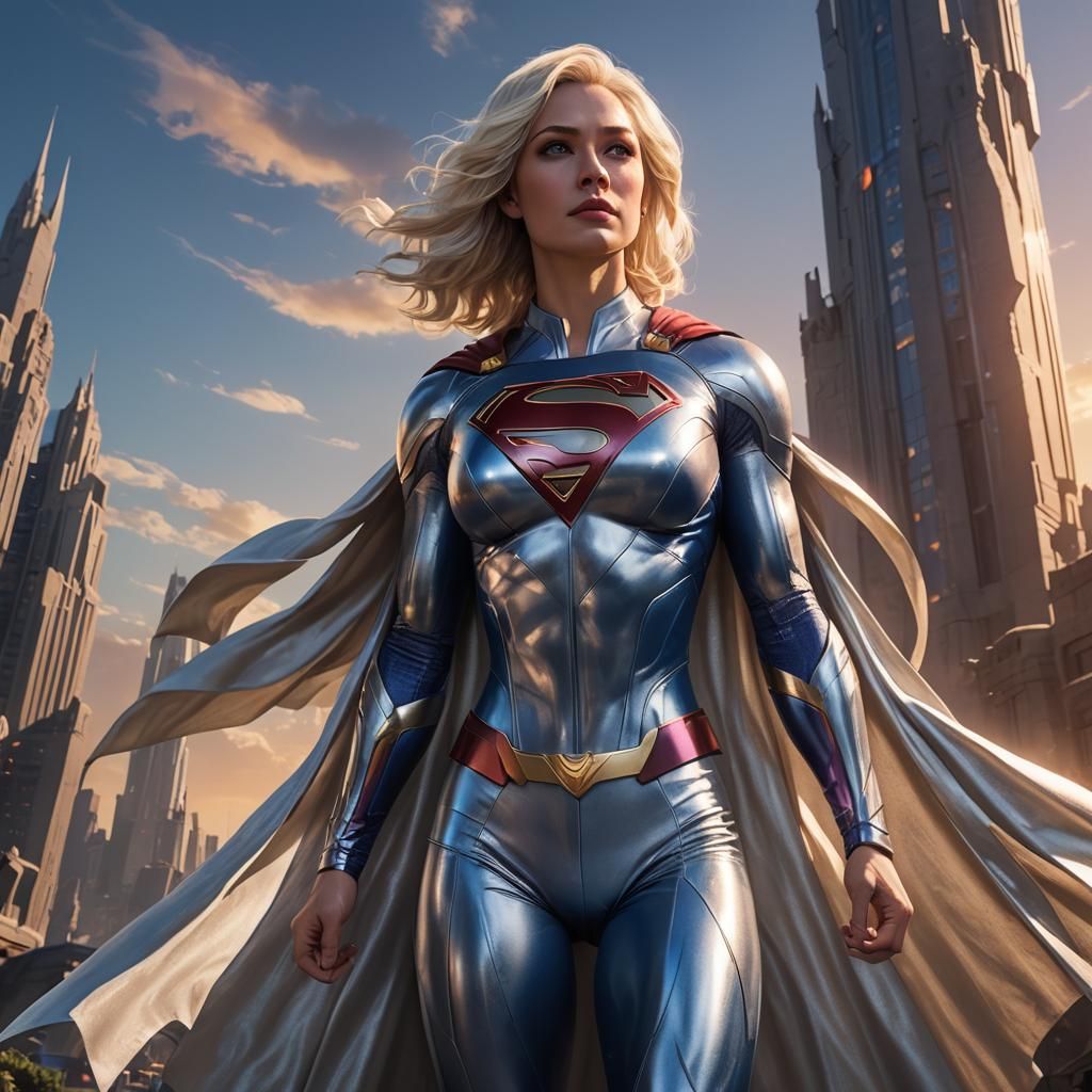 Supergirl Watching Sunrise: Digital Matte Painting