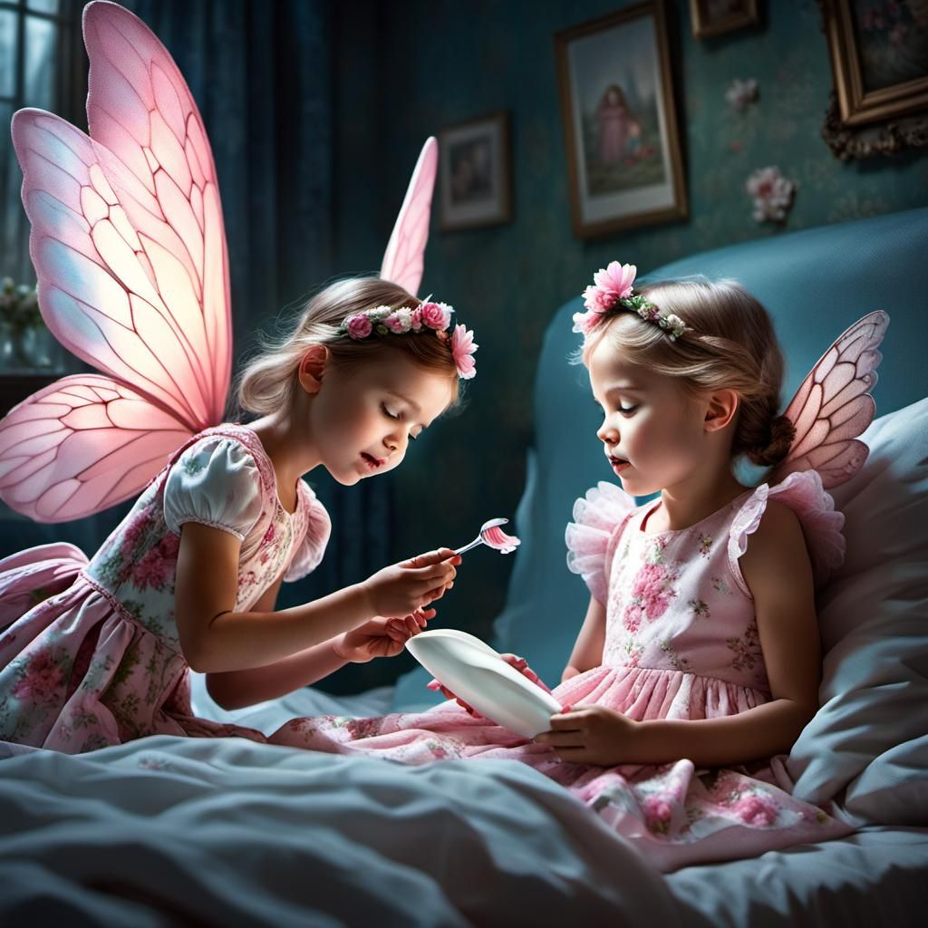 Tooth Fairy Collecting Tooth: Cinematic Digital Painting