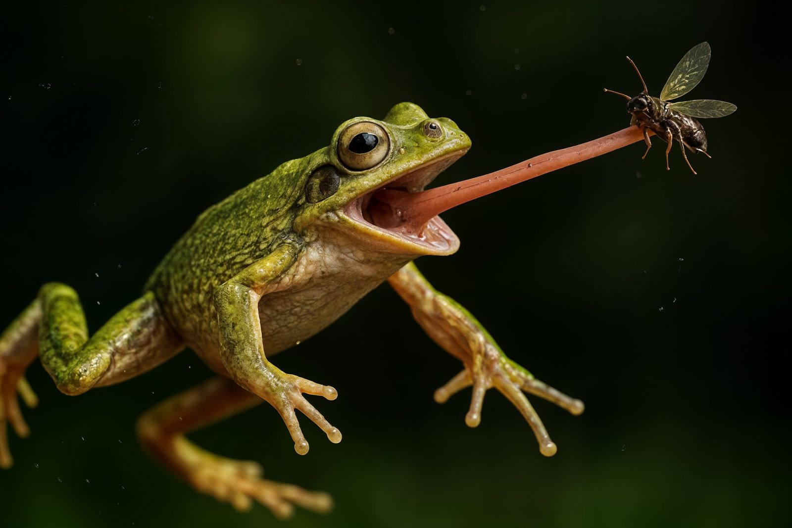 Frog's Impossibly Long Tongue Catches Insect