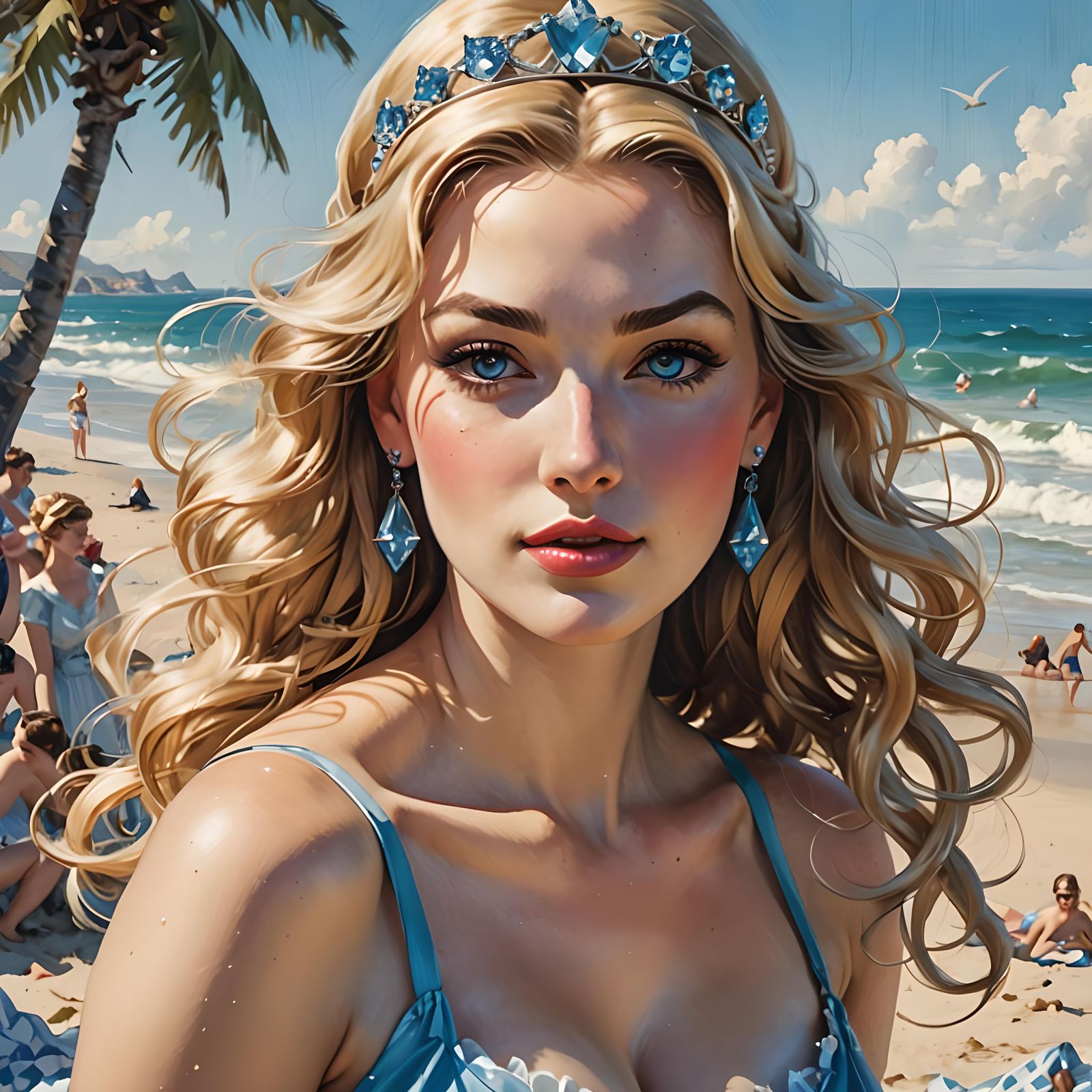 Cinderella at the Beach: Pin-Up Style Portrait