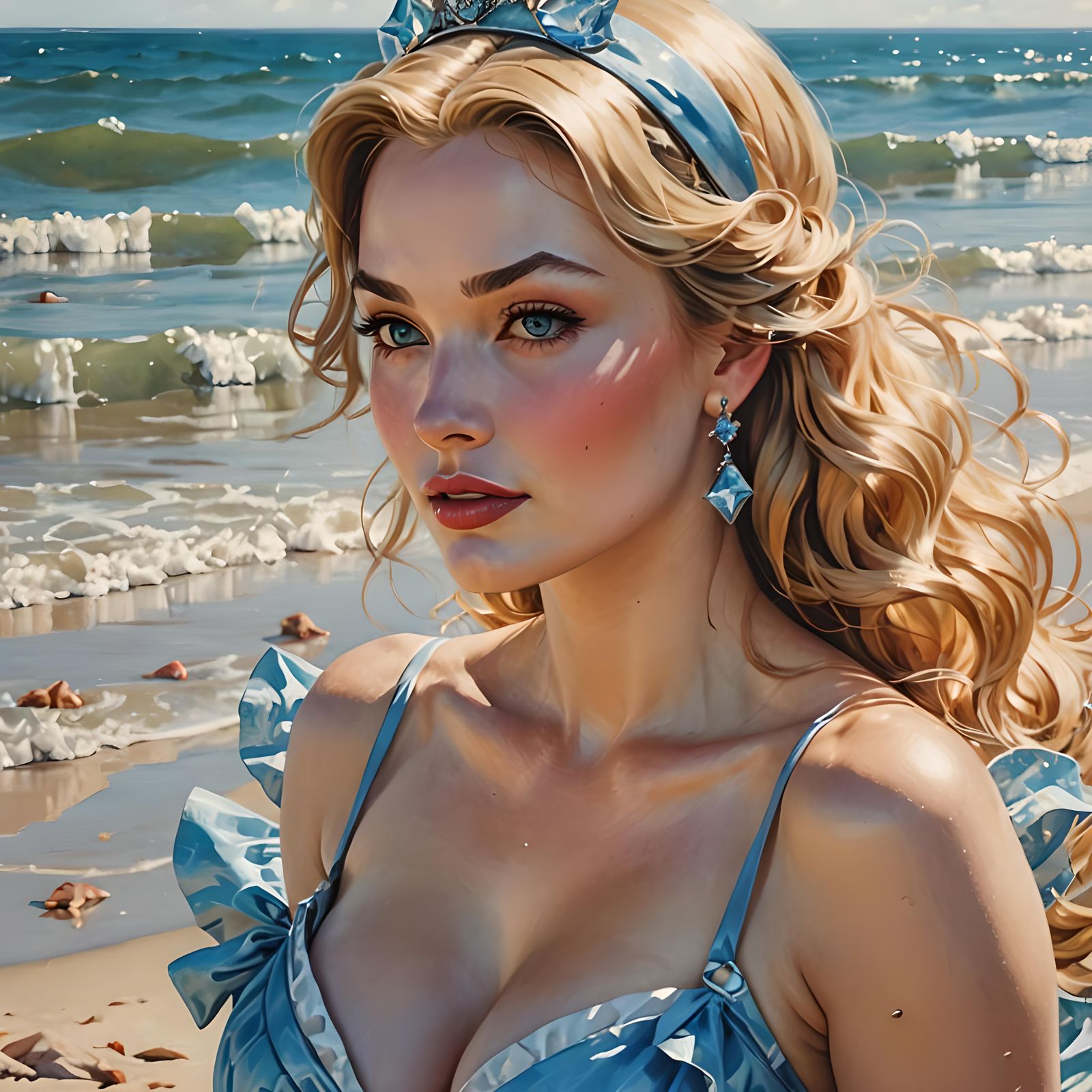 Cinderella Portrait at the Beach, Pin-Up Style