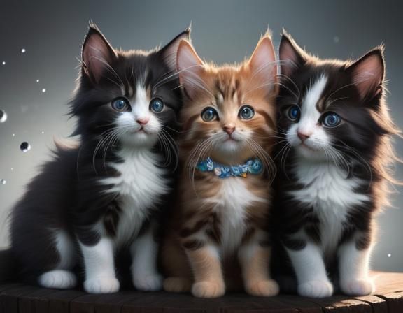 Hyperrealistic Kittens in Splash Art Style