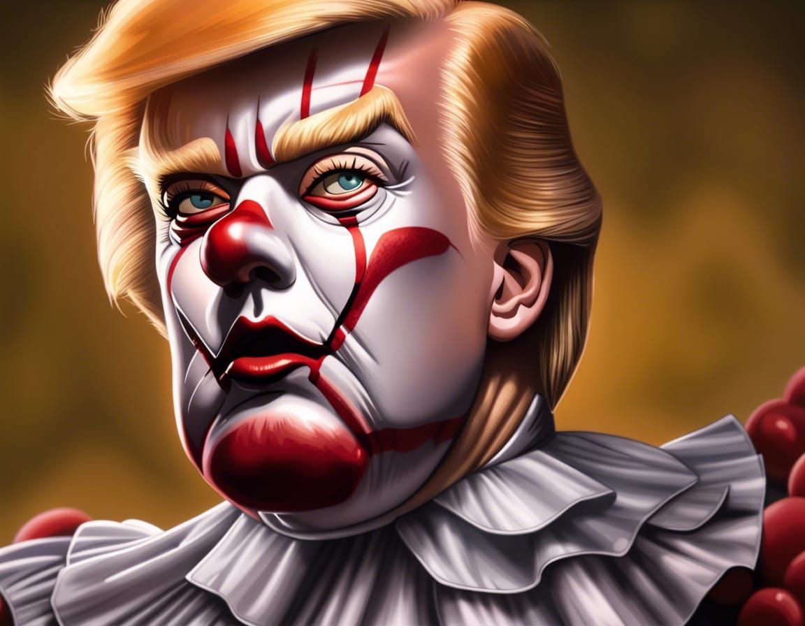 Trump as Pennywise: Hyperrealistic Clown Portrait