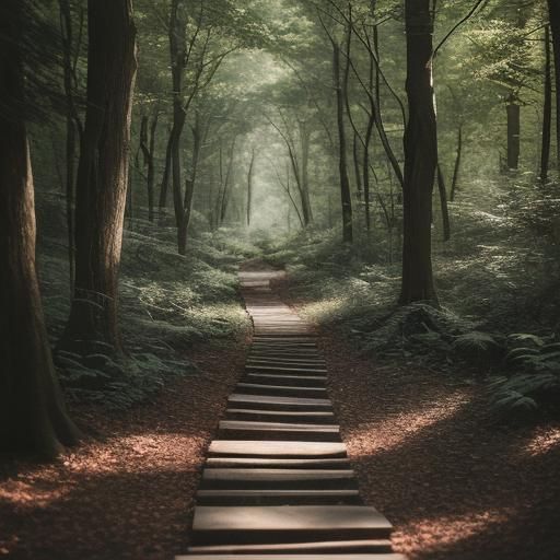 Enchanting Path Through Woods in Natural Light