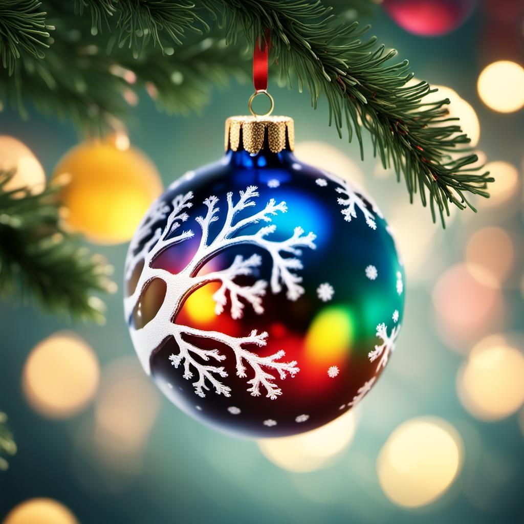 Festive Christmas Ornament Splash Art Still Life