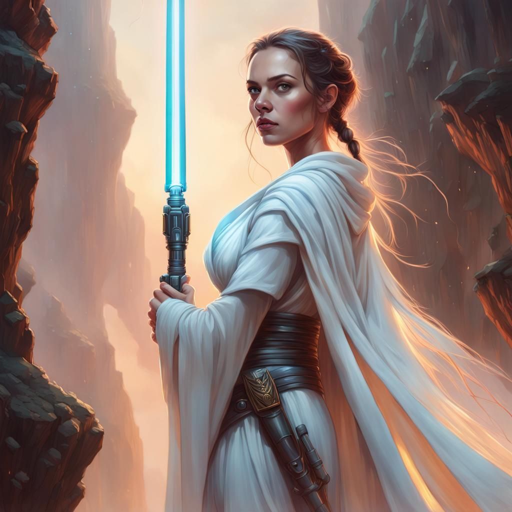 Jedi Goddess with Lightsaber in Cinematic View