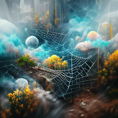 Detailed Magical Spiderwebs Digital Illustration