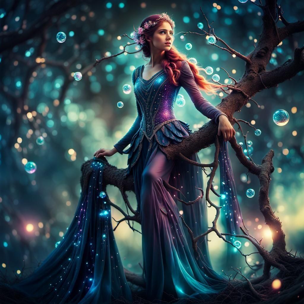 Forest Fairy Princess Portrait at Sunset