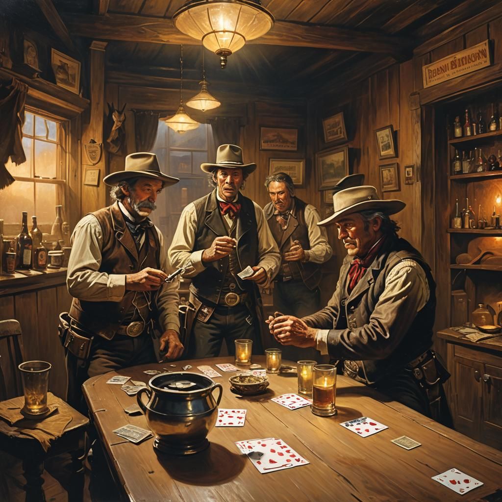 Turkeys Play Poker in Old Western Saloon