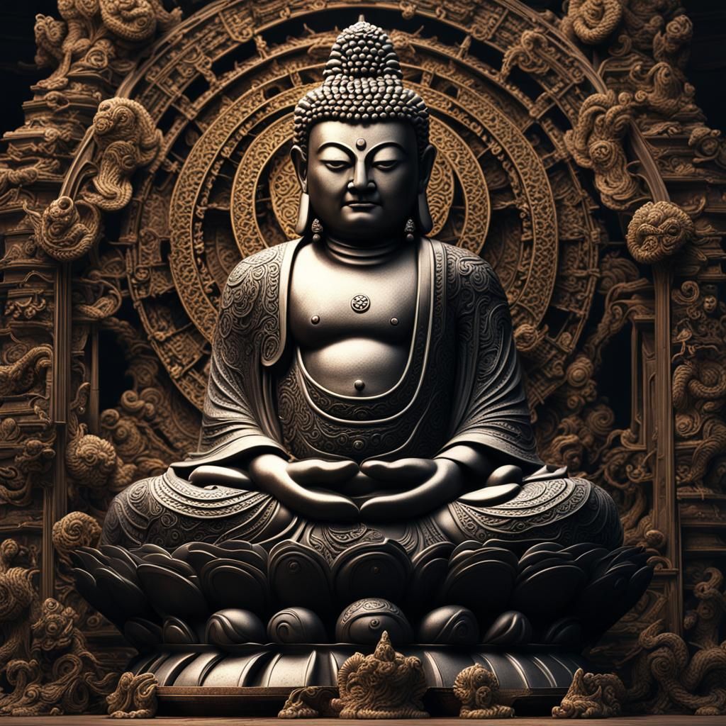 Sinister Buddha: Intricate 3D CGI Design