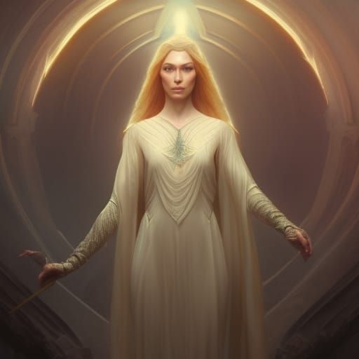 Galadriel Dark Fantasy Portrait in Art Nouveau Style