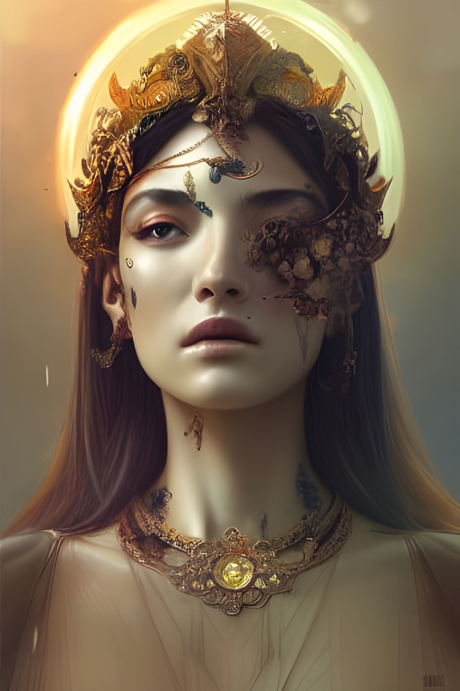 Ethereal Goddess Portrait in Studio Ghibli Style