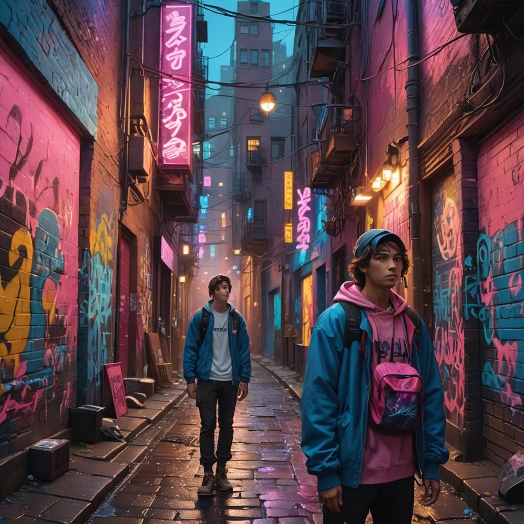 Mystical Graffiti Alleyway Concept Art