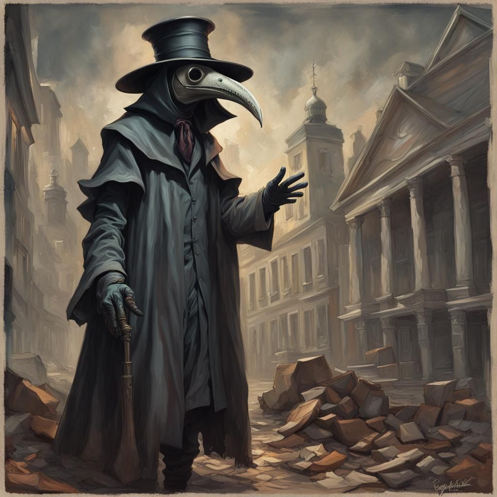 Sinister Plague Doctor in Hyperrealistic Style